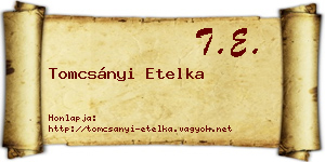 Tomcsányi Etelka névjegykártya